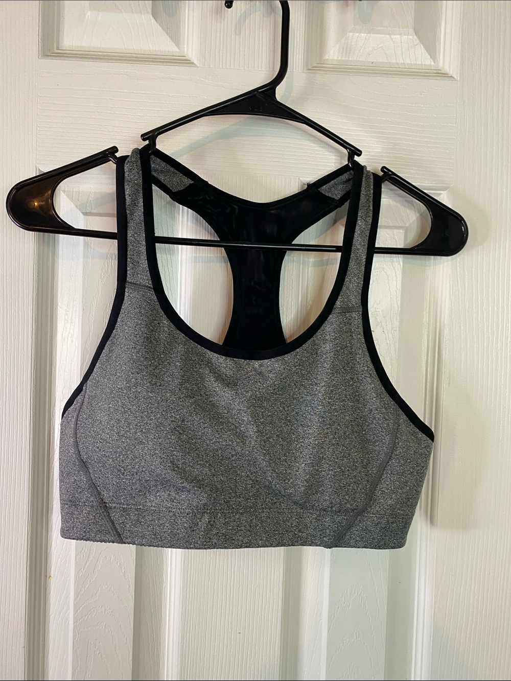 Zella Gray and Black Racerback Sports Bra Size Large.